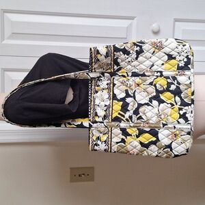 Vintage Vera Bradley Dogwood Quilted Tote Bag - Black, Yellow, White
